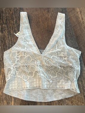 aerie Lace Bralette Crop Top in Light Gray